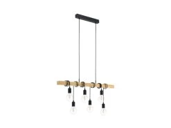 EGLO Hanglamp TOWNSHEND - Hout & Zwart Metaal Hout