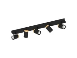 EGLO Plafondspot CARTAGENA 5x - Zwart/hout Zwart