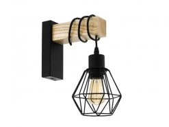 EGLO Wandlamp TOWNSHEND 5 - Hout & Zwart Metaal Hout