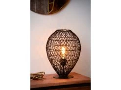 Tafellamp KENJIRO - Rotan Zwart Zwart -Welkom bij Verlichting en Meubels Winkel! lucide kenjiro 48057