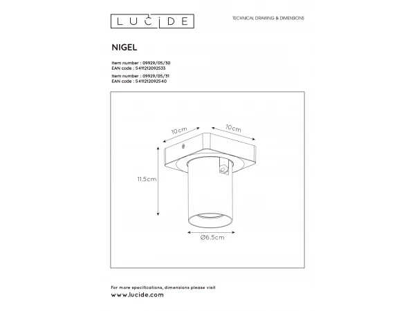 Plafondspot NIGEL 1x - Zwart Zwart 5 Plafondspot NIGEL 1x - Zwart Zwart - Afbeelding 5