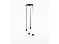 Hanglamp SANTA MONICA Met 4 Glazen Bollen Globe Zwart