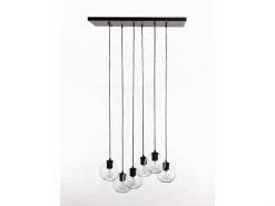 Plafondlamp SEATTLE Met 6 Glazen Bollen Globe Zwart