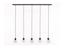 Plafondlamp SEATTLE Met 5 Glazen Bollen Topaz Zwart