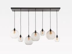 Plafondlamp SEATTLE Met 7 Glazen Bollen Topaz Zwart
